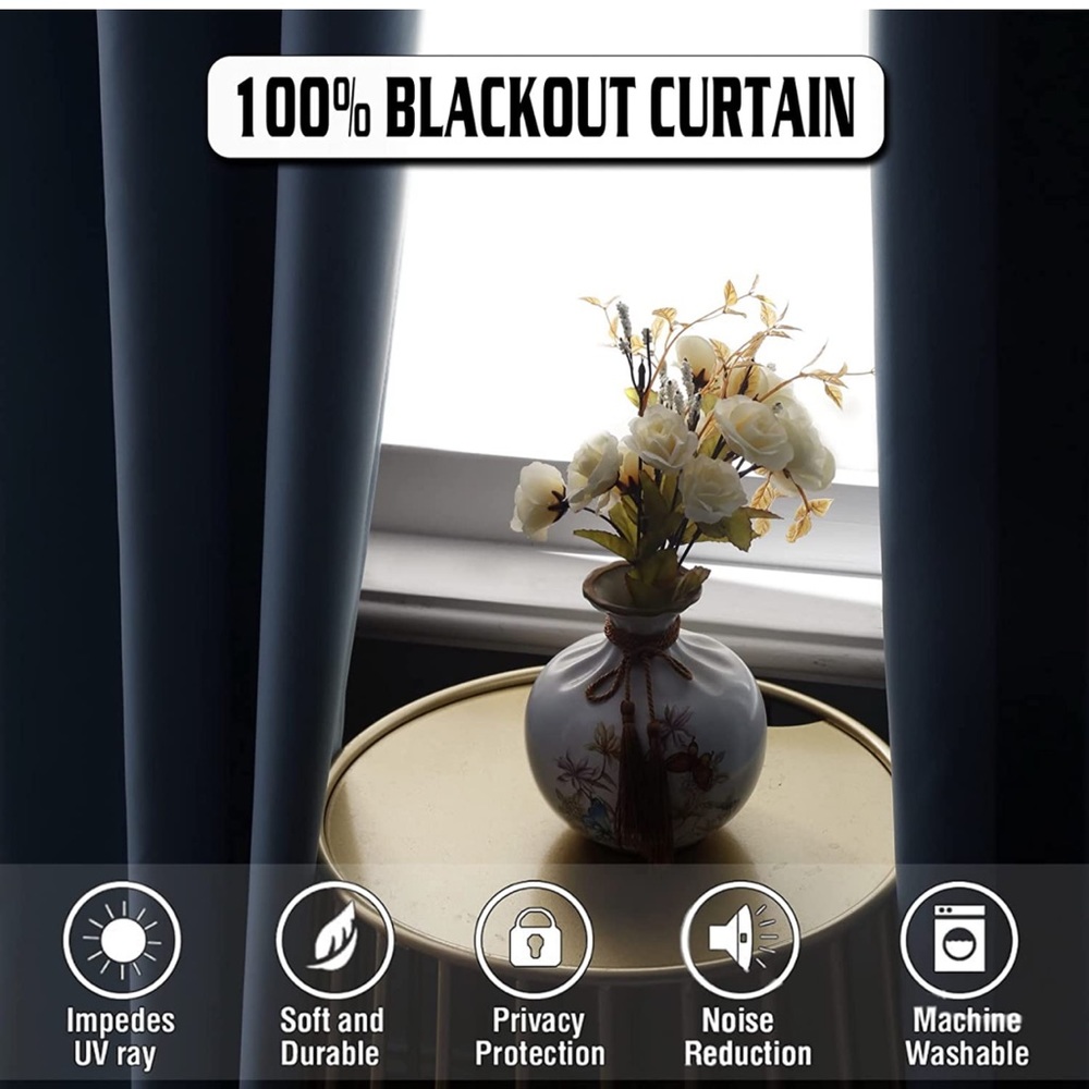 100% Blackout Curtains for Bedroom, Thermal Insulated Solid Full Light Blocking - Picture 2 of 6